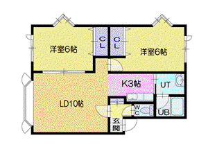 サンリバーハイツ参番館(2LDK/2階)の間取り写真