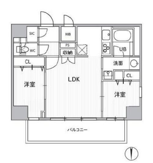 S-RESIDENCE住吉AQUACHTエスレジデンス住吉アクアハト(2LDK/7階)の間取り写真