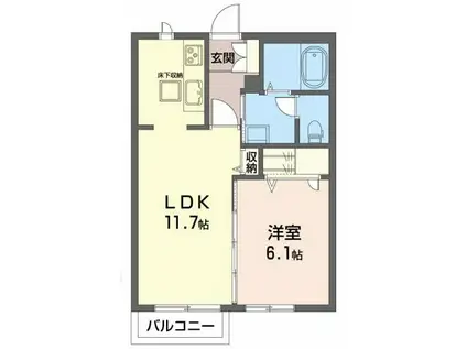 グリーン・パルII(1LDK/1階)の間取り写真