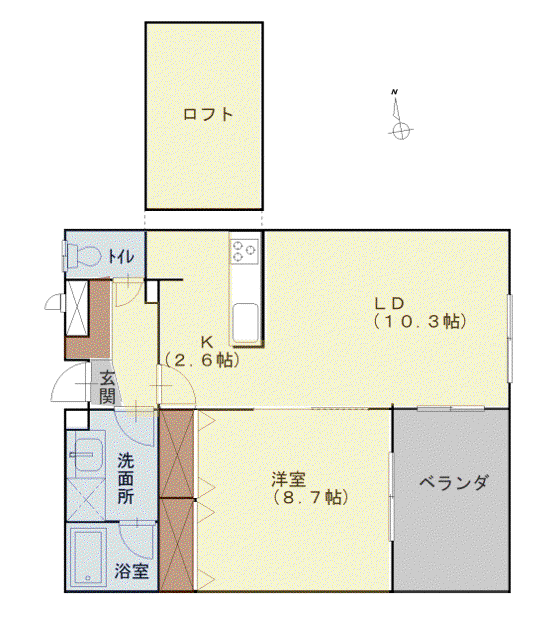 メイクスB棟(1LDK/3階)の間取り写真