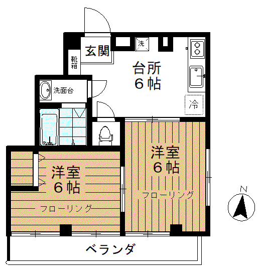 リスタアハイツ(2DK/2階)の間取り写真