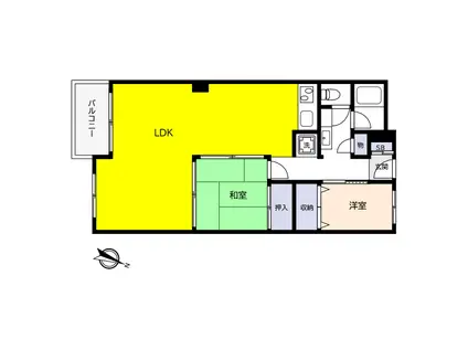 東山ハイツ(2LDK/5階)の間取り写真
