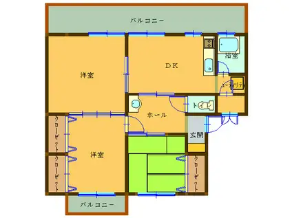鎌倉マンション 201号(3DK/2階)の間取り写真