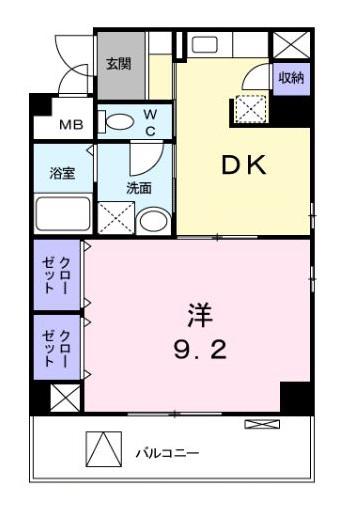 ソル・レヴァンテ(1DK/2階)の間取り写真