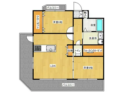 プラウデンス健軍(2LDK/3階)の間取り写真