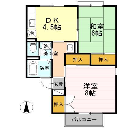 セジュール沢村C(2DK/1階)の間取り写真