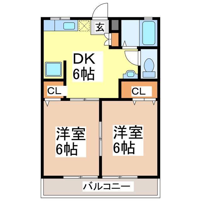 ベル・ヴィ21(2DK/2階)の間取り写真