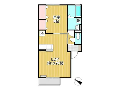 ノクターン(1LDK/2階)の間取り写真