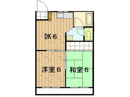 シャトー中川II(2DK/2階)の間取り写真