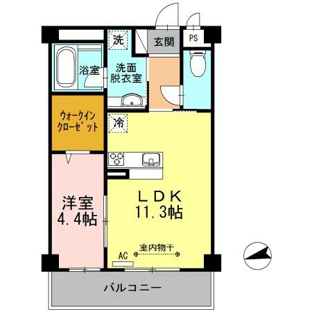 セレーナ沖浜(1LDK/2階)の間取り写真