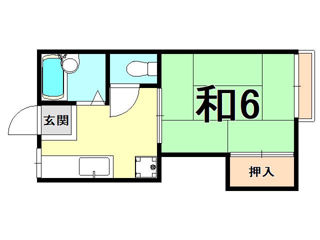木田コーポⅡ(1DK/2階)の間取り写真