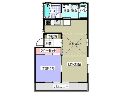 オクチュオール(1LDK/1階)の間取り写真