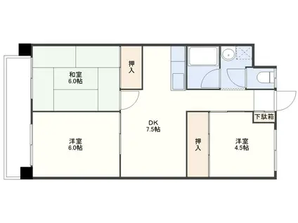 グリーンヒルハイツ(3DK/4階)の間取り写真