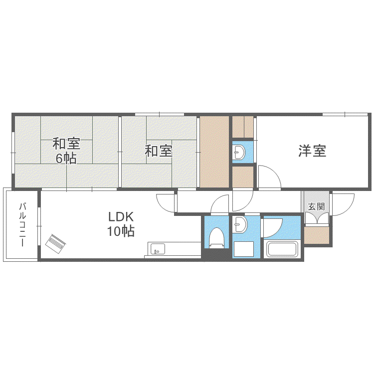 メゾンド西野(3LDK/2階)の間取り写真