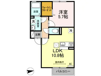 メゾンシャルム春日(1LDK/1階)の間取り写真