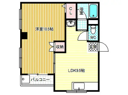 第一塩野マンション(1LDK/5階)の間取り写真