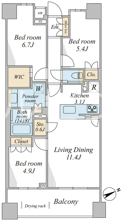 ブランズ戸塚 7階階 間取り