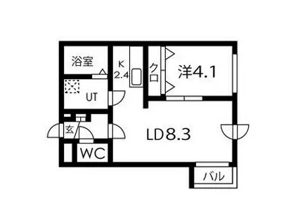 ミソノ ノームコア(1LDK/4階)の間取り写真