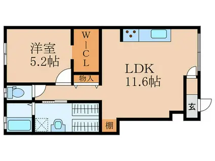 メルセデス苅田S棟(1LDK/1階)の間取り写真