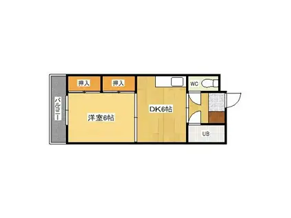 J-フィールド(1DK/7階)の間取り写真