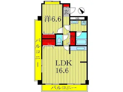 ウイングコート(1LDK/3階)の間取り写真