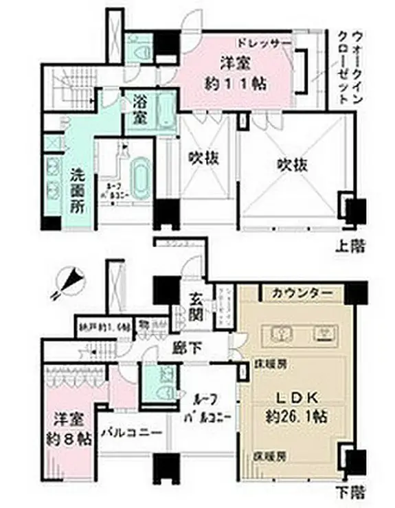 シティタワー麻布十番 37階階 間取り