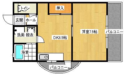 青木ビル(1DK/4階)の間取り写真