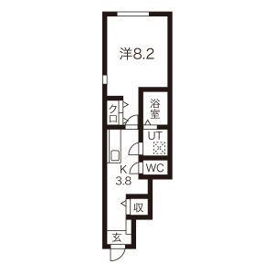 LEBEL DRIE(1K/1階)の間取り写真