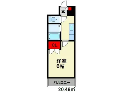 ロマネスクニュー飯塚(1K/4階)の間取り写真