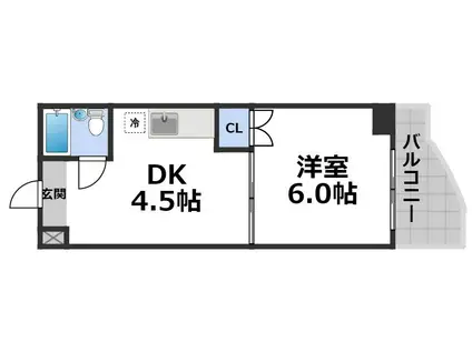 シャンクレール南堀江(1DK/8階)の間取り写真