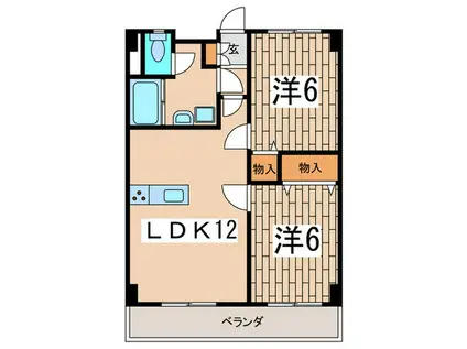 サザンヴィラ湘南(2LDK/1階)の間取り写真