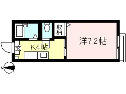 エスト生田(1K/2階)の間取り写真