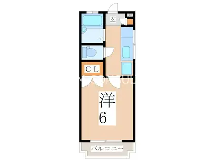 エントピア下荒田10(1K/4階)の間取り写真