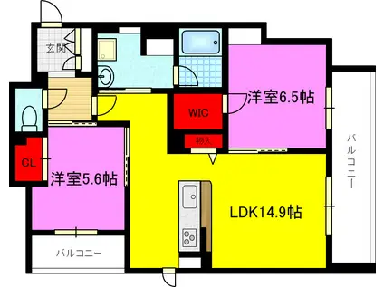 シャーメゾン ルナピエナ(2LDK/3階)の間取り写真