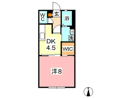 エスペランサ福島 C(1DK/1階)の間取り写真