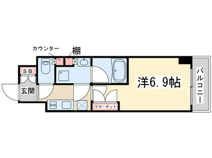 EXE北大阪(1K/9階)の間取り写真