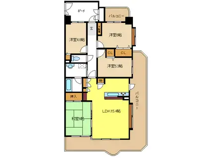 ライオンズガーデン植田中央(4LDK/4階)の間取り写真