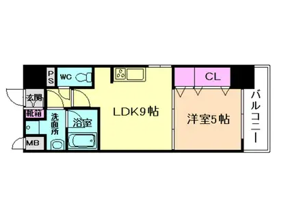 エスポアール福島(1LDK/3階)の間取り写真
