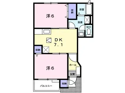 PARTERRE V(2DK/1階)の間取り写真