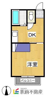 ロングヒルI(1K/2階)の間取り写真