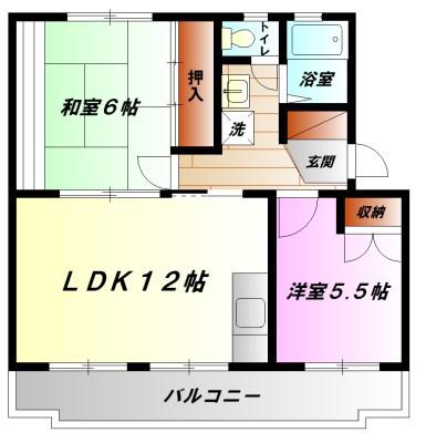 ハイツエスアール(2LDK/3階)の間取り写真