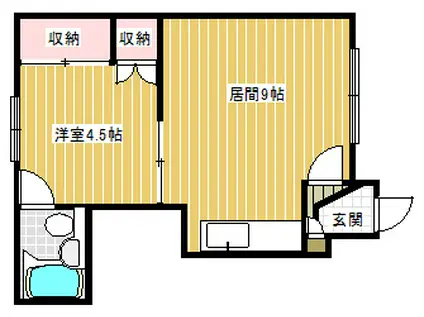 ふじおかハイツ(1DK/2階)の間取り写真