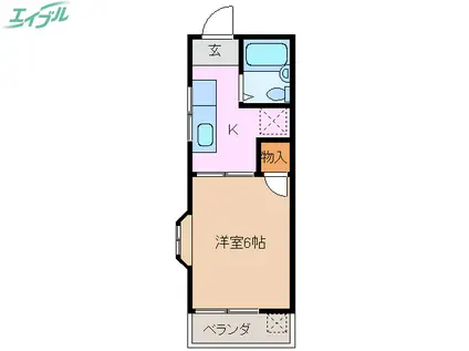 ヒルズ生桑町(1K/1階)の間取り写真