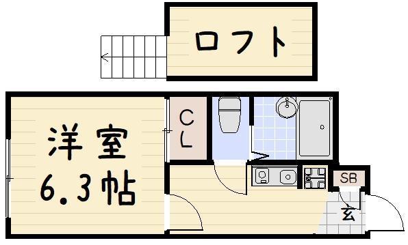 ハイツみらい(1K/2階)の間取り写真