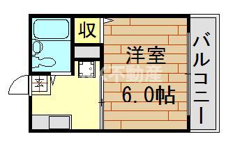 ホープ小阪(1K/1階)の間取り写真