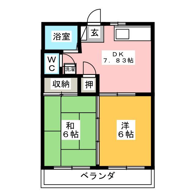 ハイム湘南(2DK/2階)の間取り写真