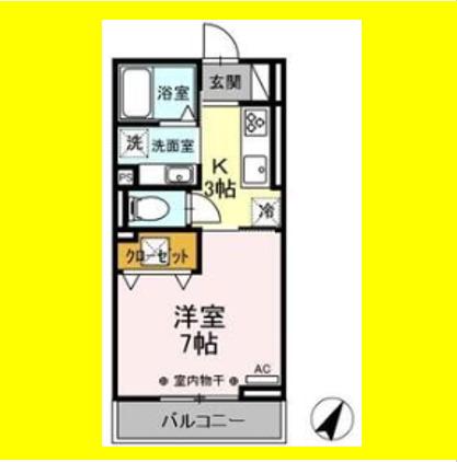 ソレイユ(1K/1階)の間取り写真