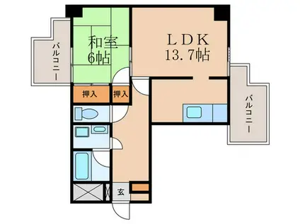 サンシティ南ヶ丘(1LDK/6階)の間取り写真