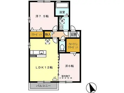 グランモアIIB(2LDK/2階)の間取り写真