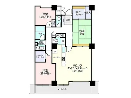 スカイプラザユーカリが丘・イーストタワー(3SLDK/15階)の間取り写真